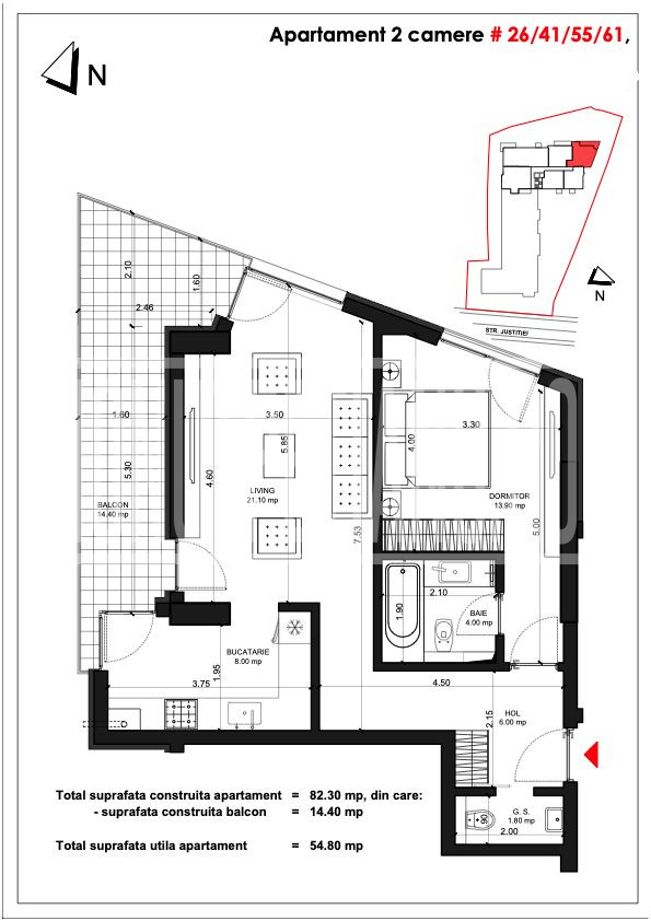 Unirii Fantani - Justitiei 57- 2 Camere cu terasa - Apartamente Smart Home